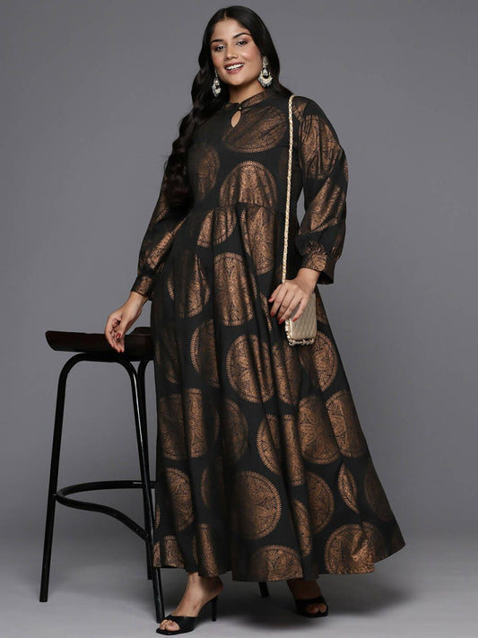 Ahalyaa Women's Traditional wear Ethnic Dress - Black | Swadesiicart