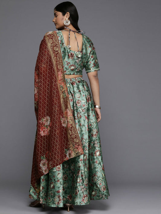 Ahalyaa Women's Traditional wear Lehenga Choli - Green | Swadesiicart