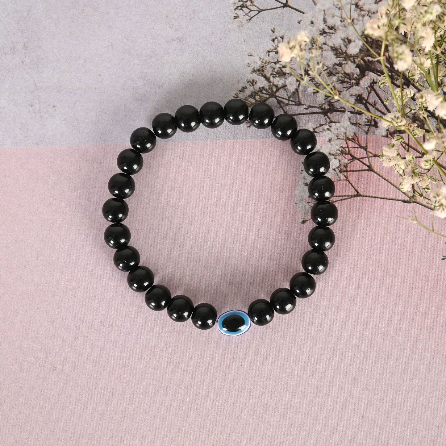 NVR Men & Women Marble Crystal Beaded Elasticated Bracelet - Swadesiicart