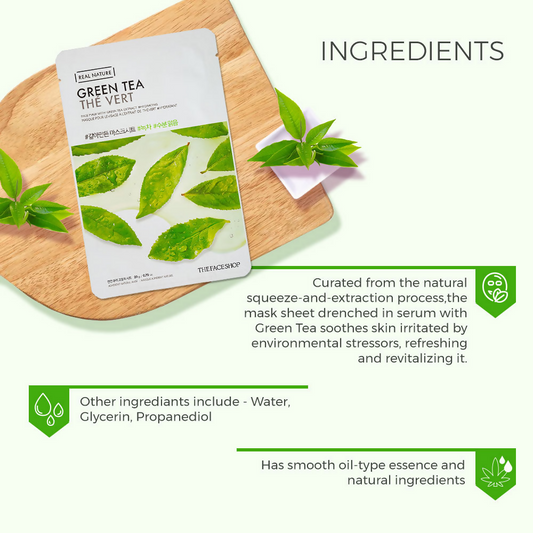 The Face Shop Real Nature Green Tea Face Mask - Korean Skincare - Swadesiicart