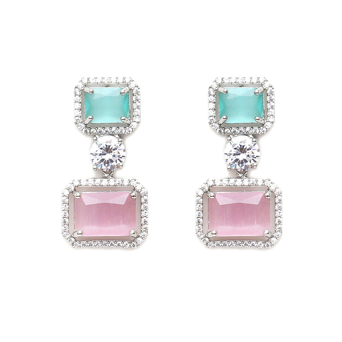 Jade and Blush Pink Earrings- Ruby Raang | Swadesiicart