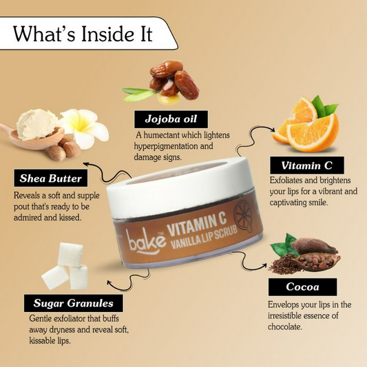 Bake Vitamin C Vanilla Lip Exfoliating & Lightening Scrub - Swadesiicart