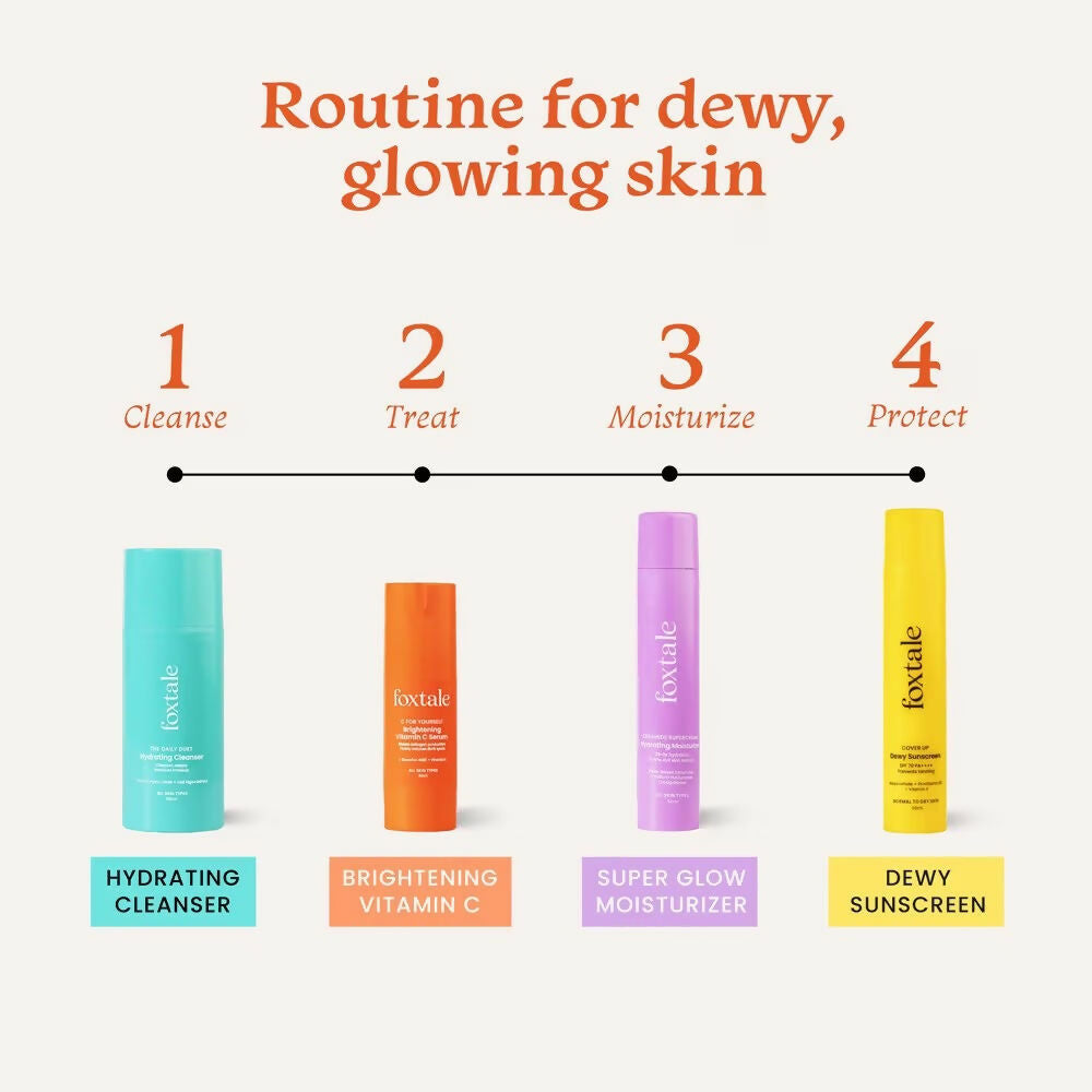 Foxtale CSMS (Cleanser, Serum, Moisturizer, Sunscreen) Flawless Skin Combo | Swadesiicart