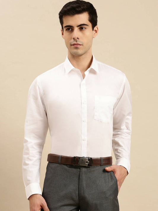 Ramraj Cotton Mens Full Sleeve White Shirt Plus Size - Cool Cotton | Swadesiicart