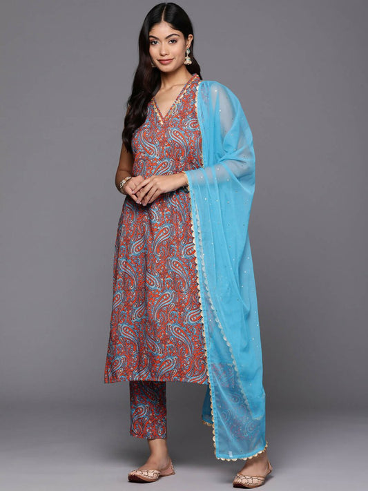 Ahalyaa Women's Traditional wear Kurta Set - Teal Blue | Swadesiicart