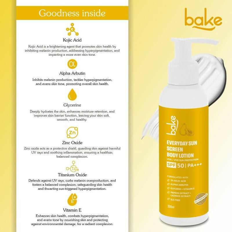 Bake Everyday Sunscreen Body Lotion SPF 50 PA+++ | Swadesiicart