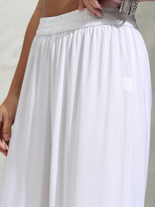 Vishudh White Floral Embroidered Thread Work Straight Kurta With Palazzos - Swadesiicart