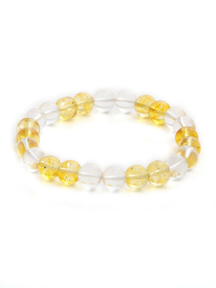Clear Quartz & Citrine Yellow and White Beads Bracelet - Ruby Raang | Swadesiicart
