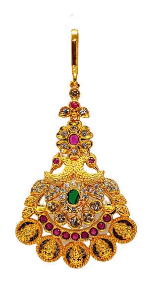AD Kasu peacock Bridal Maang Tikka | Swadesiicart