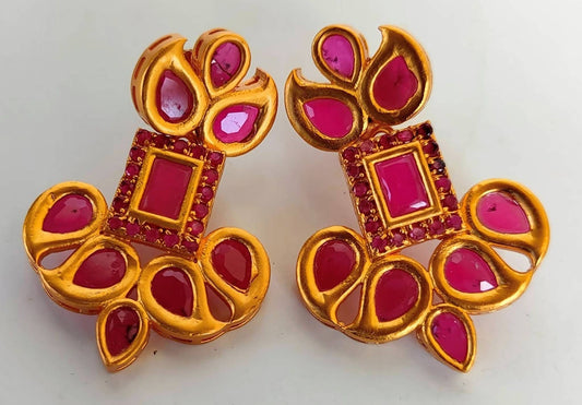 Pink Designer Earrings - Mokshi Collections