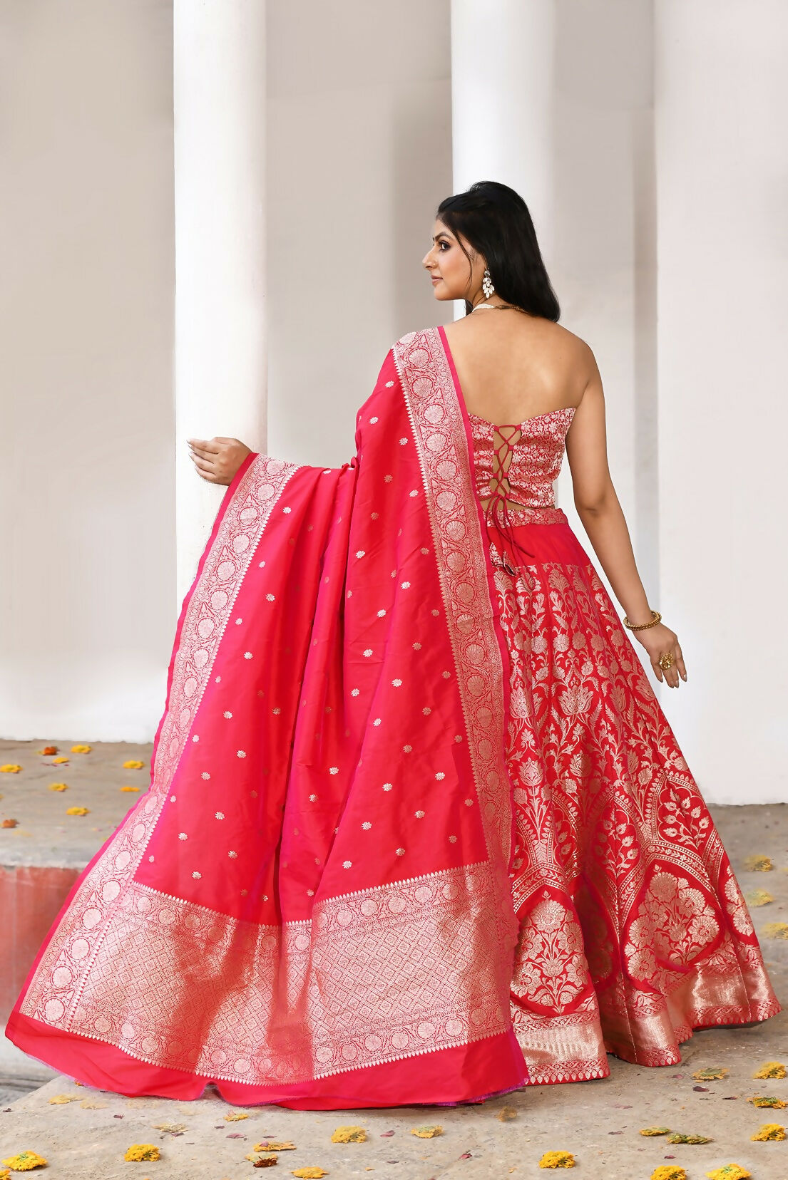 Joban Fashion Fuchsia Soft Pure Handloom Banarasi Silk Lehenga | Swadesiicart