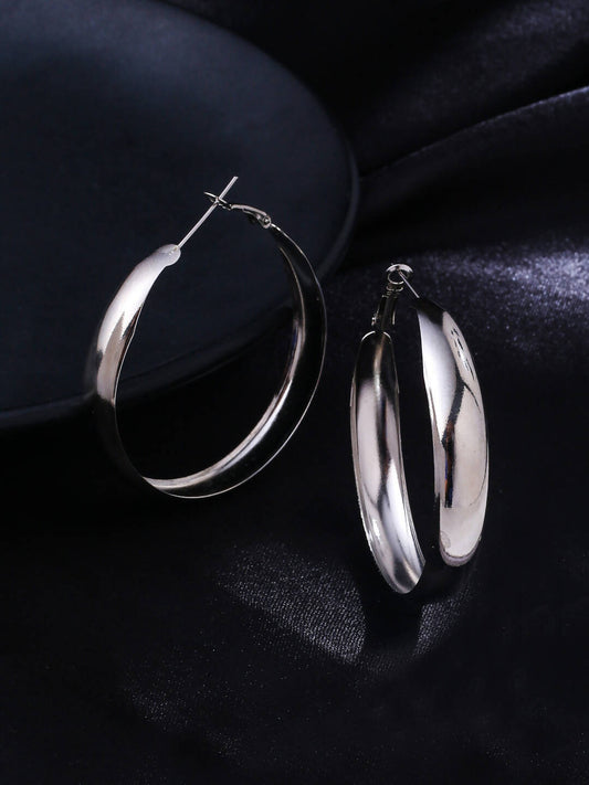 NVR Women Silver Plated Hoop Earrings | Swadesiicart