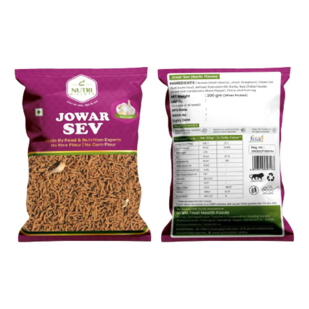 NutriMillets Jowar Sev - Garlic Flavor - Millets Treat Health Foods