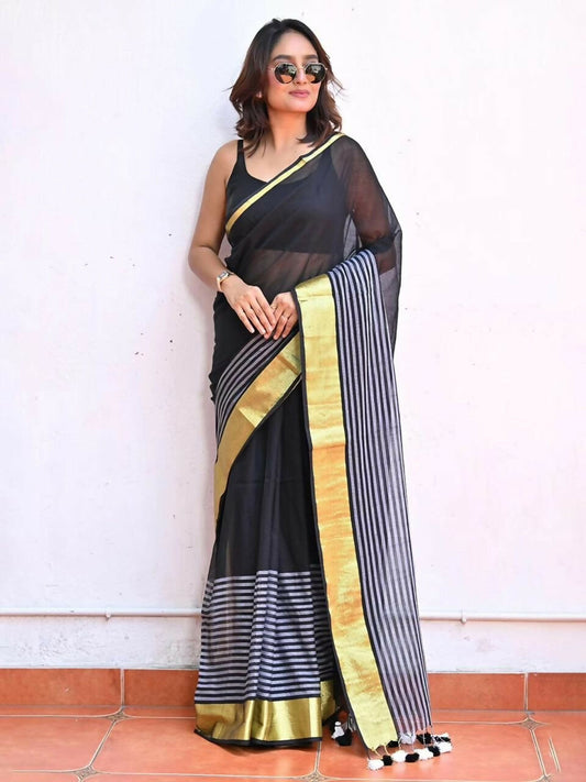 Exclusive Collection Multy Beautiful Khadi Cotton Handloom Saree - Swadesiicart