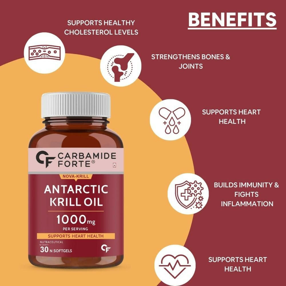 Carbamide Forte Antarctic Krill Oil 1000mg Softgels - Swadesiicart