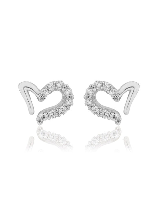925 Sterling Silver Rhodium Plated With Cz Drop Heart Stud Earring For Women - Wahe Jewels - Swadesiicart