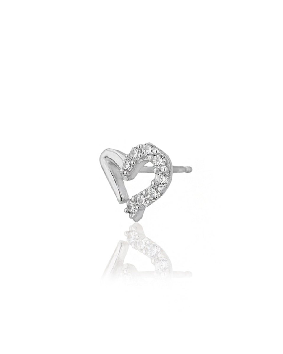 925 Sterling Silver Rhodium Plated With Cz Drop Heart Stud Earring For Women - Wahe Jewels - Swadesiicart