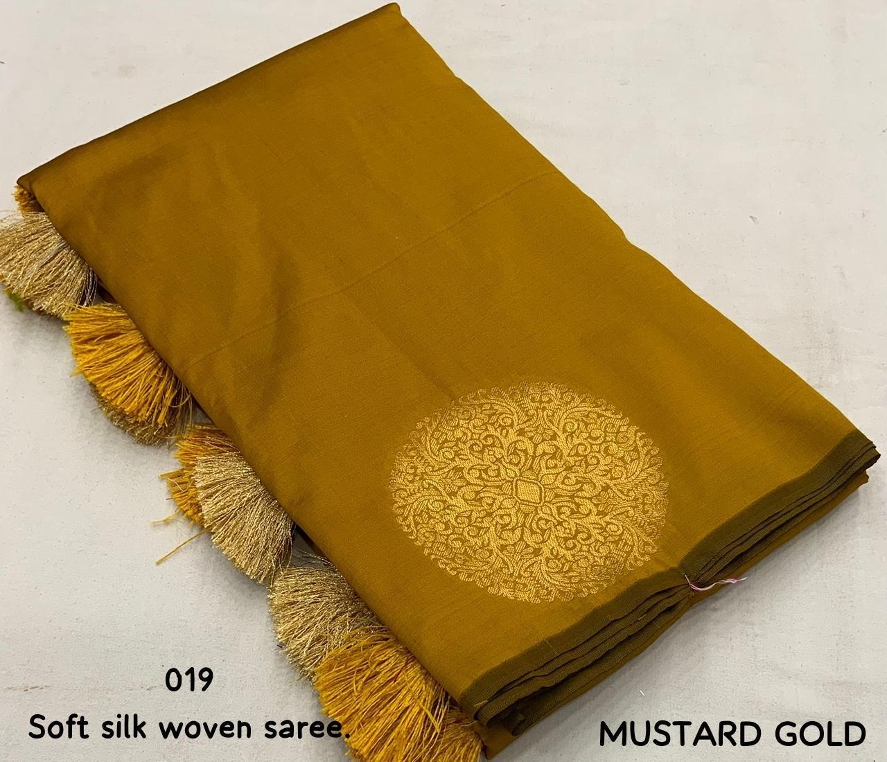 Mustard Silk Woven Saree with Unstitched Blouse - Hiral Fashion | Swadesiicart