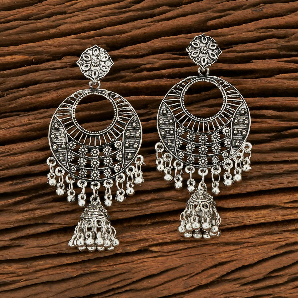 Joban Fashion Women Silver Black Oxidised Earrings