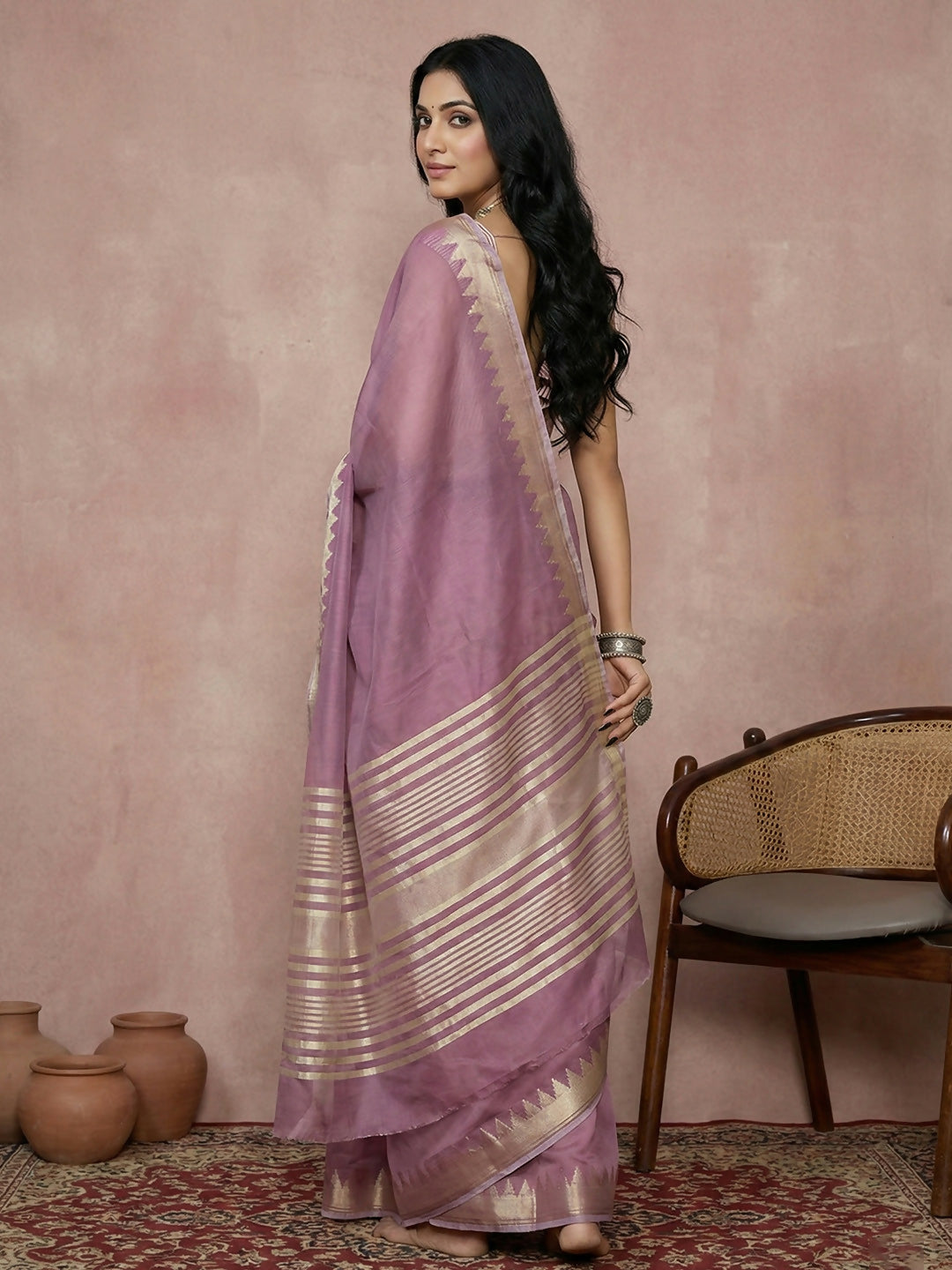 Shree Shyam Fashion Purple Cotton Saree