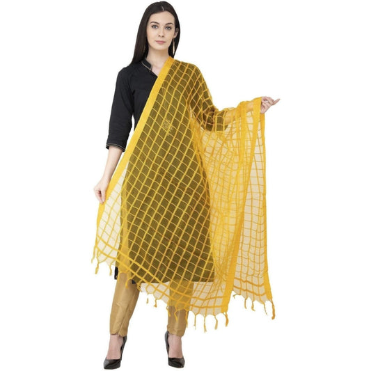 A R Silk Cotton Square Regular Dupatta Yellow Color Dupatta or Chunni | Swadesiicart