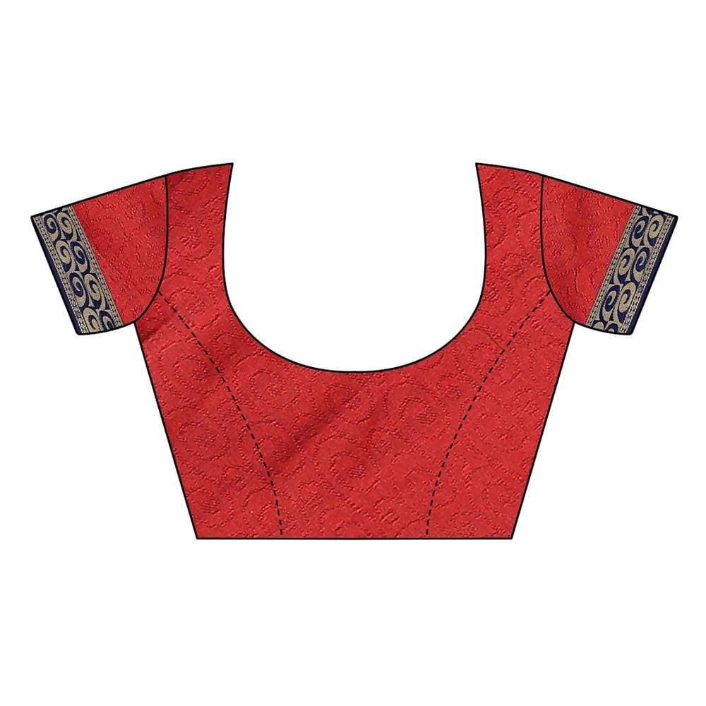 Vamika Banarasi Jacquard Weaving Red Saree (DHONI RED) | Swadesiicart