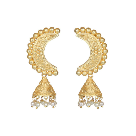 Joban Fashion Women Matte Gold Brass Earrings | Swadesiicart