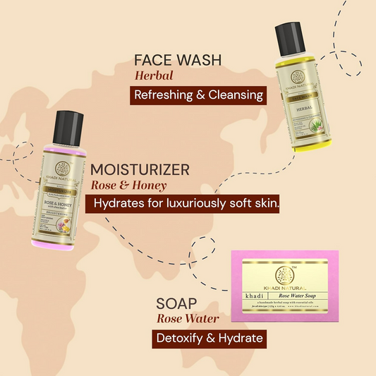 Khadi Natural Travel Kit Skincare & Haircare Essentials On-The-Go - Swadesiicart