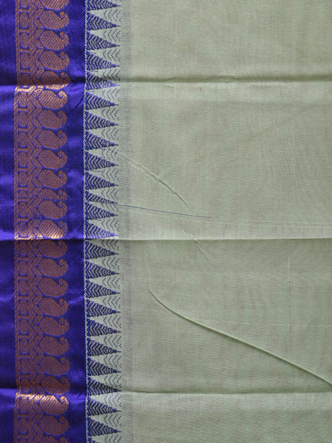 Sea Green and Dark Blue Gadwal Cotton Plain Saree with Small Border Design No Blouse - Global Threads | Swadesiicart