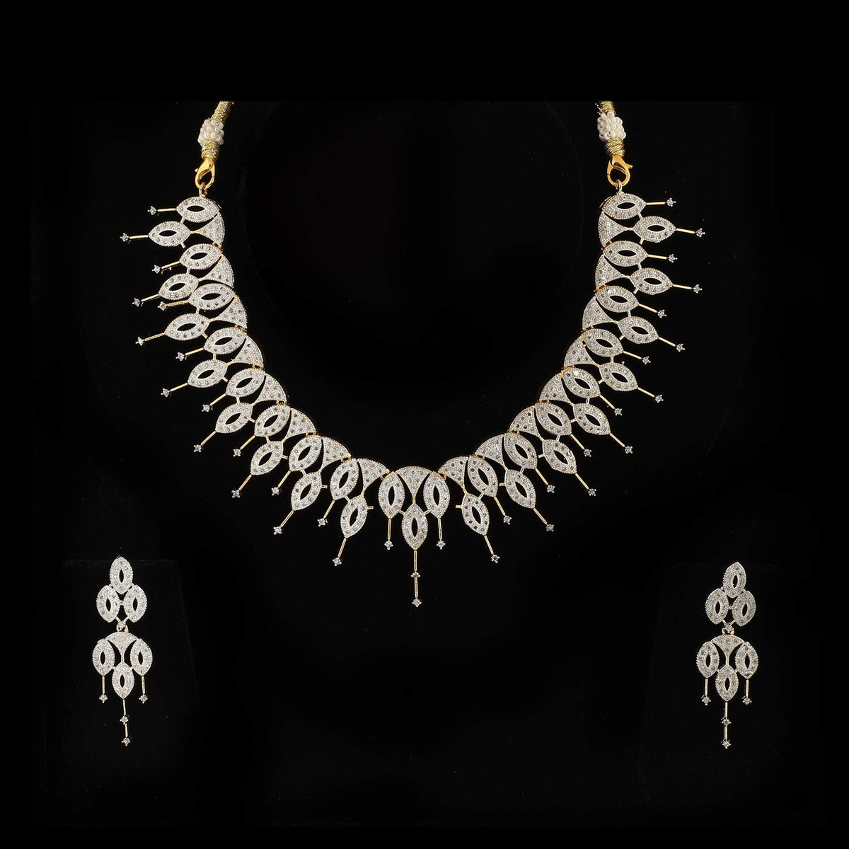 Rhodium-Plated Alloy Designer Ad Choker Necklace Set - The Pari