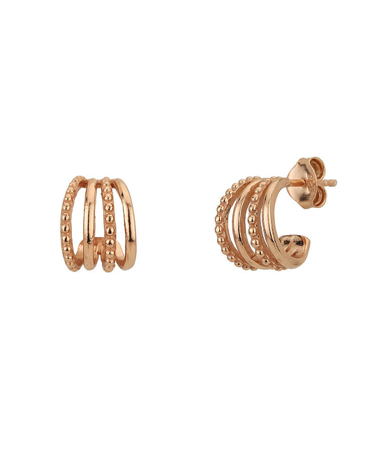 Rose Gold-Polished Cz Contemporary Hoop Earring For Women - Wahe Jewels - Swadesiicart