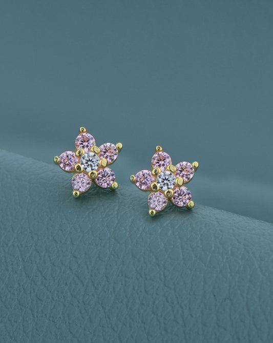 Premium Jewellery - Metallic & Pink Toned Cz Studded Silver - Plated Square Shaped Oxidised Drop Earrings - Wahe Jewels - Swadesiicart