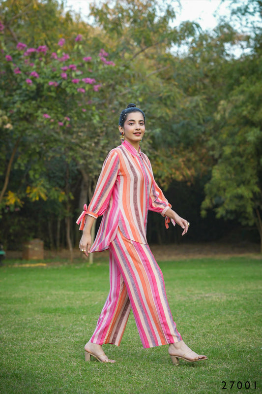 Women's Casual Fashionable Multi Mull Cotton co-ord set - Anya - Swadesiicart