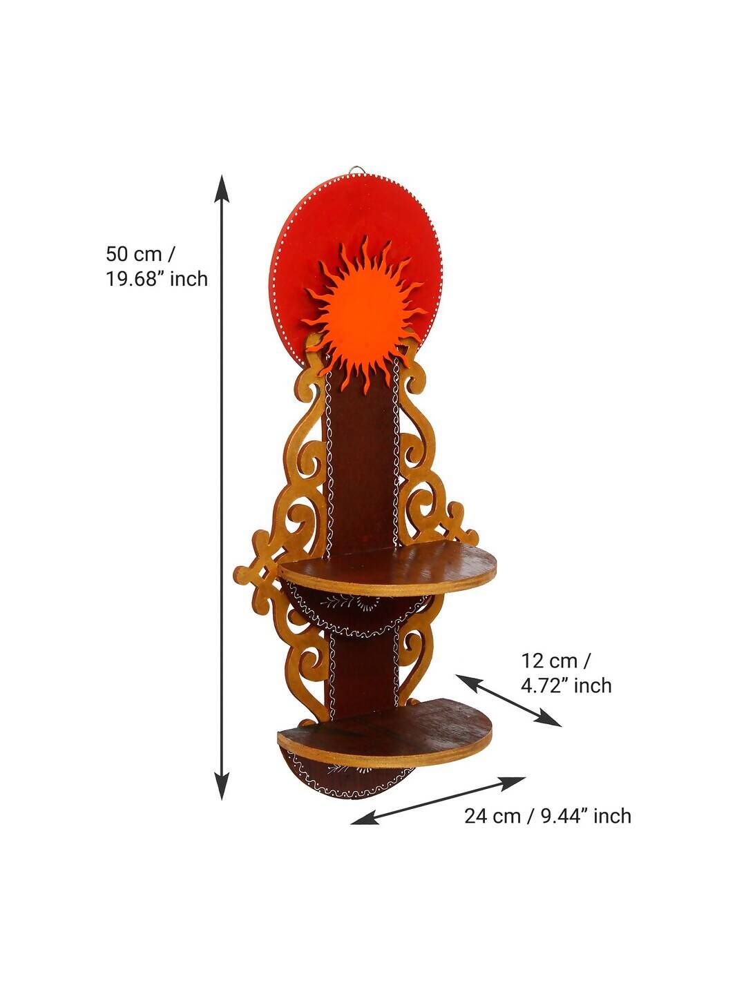 eCraftIndia Brown Textured Wooden Pooja Shelf | Swadesiicart