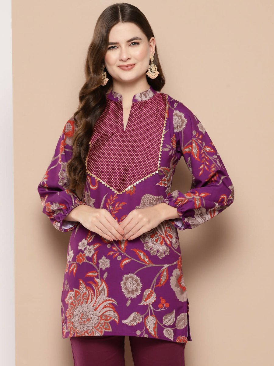 Ahalyaa Women's Traditional wear Tunic - Purple | Swadesiicart