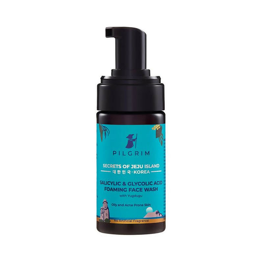 Pilgrim Korean 1.5% Salicylic (Bha) & 2% Glycolic Acid (Aha) Foaming Face Wash For Oily & Acne-Prone Skin - Korean Skin Care - Pilgrim