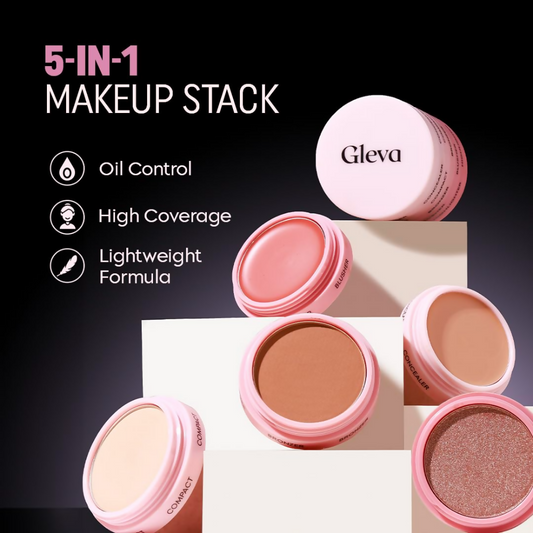 Gleva 5 In 1 Makeup stack Gleva 5 In 1 Makeup stack WIth Concealer, Bronzer, Blusher, Compact & Highlighter Smooth & Blendable Formula - Fair - Swadesiicart