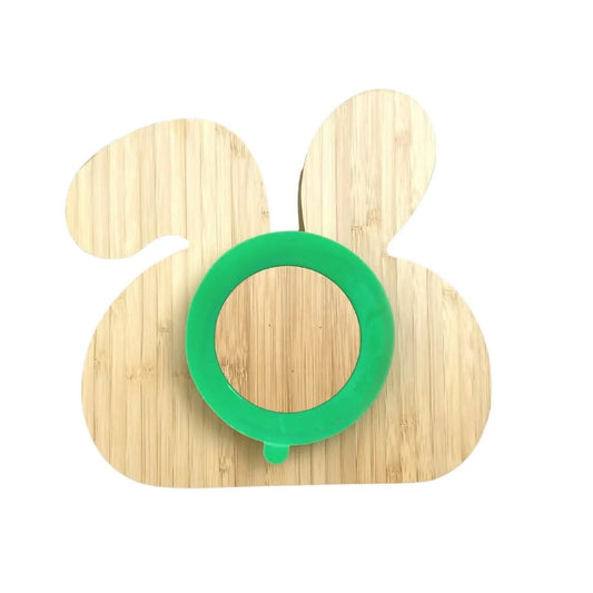 Littlecherrymom Bunny Bamboo Suction Plate (With Fork And Spoon)
