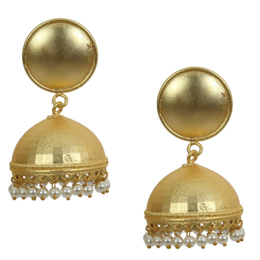 Joban Fashion Women Matte Gold Brass Jhumka | Swadesiicart