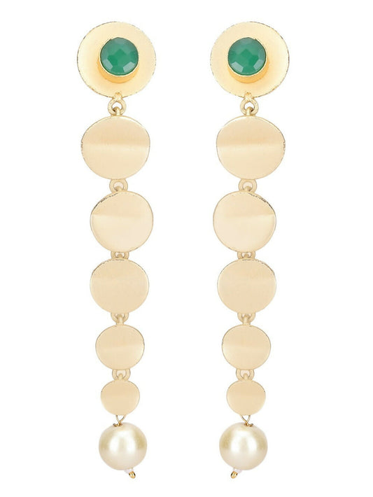 Joban Fashion Women Long Pattern Matte Gold Earrings | Swadesiicart