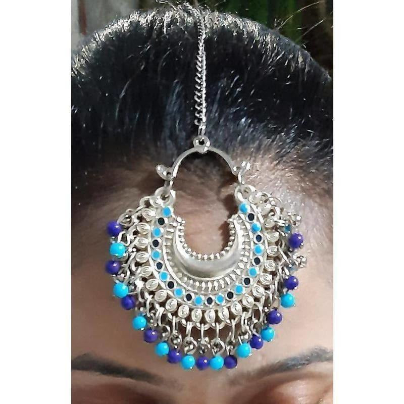 MS Fashion India Royal Blue Color Drops Traditional Maang Tikka | Swadesiicart