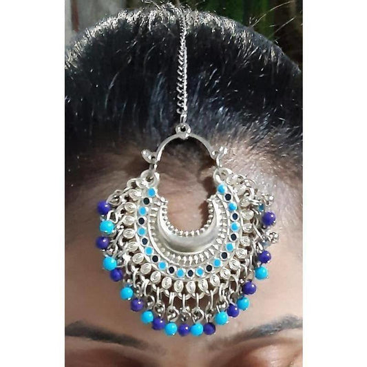 MS Fashion India Royal Blue Color Drops Traditional Maang Tikka | Swadesiicart
