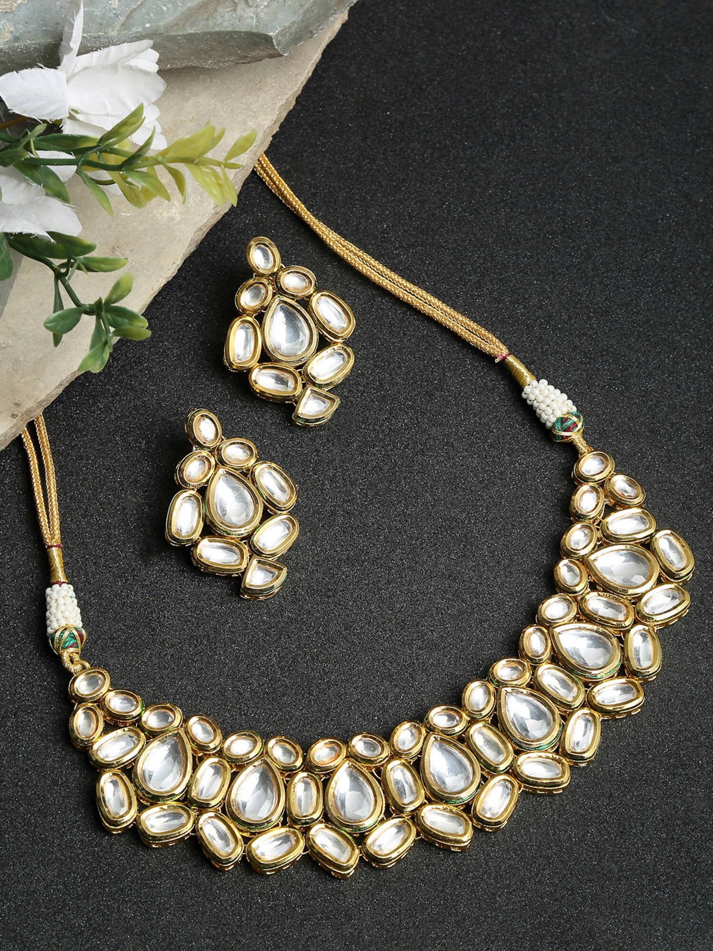 Kundan Choker With Earrings - Ruby Raang | Swadesiicart