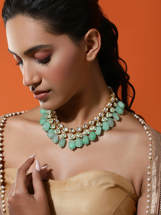 Women's Gold-Polished Necklace - Ruby Raang | Swadesiicart