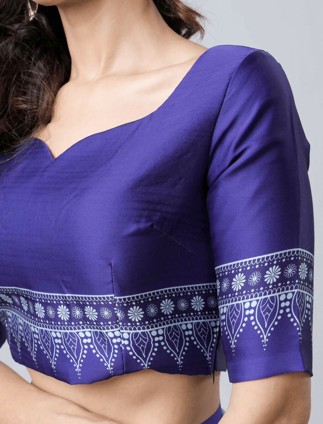 Vastranavya Sky Blue Mandala Print Free Hand Ready to Wear Saree | Swadesiicart