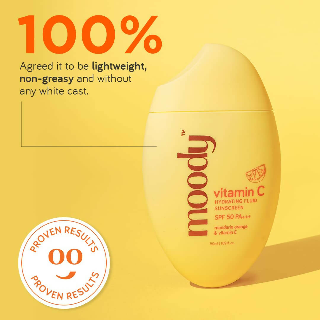 Moody Vitamin C Hydrating Fluid Sunscreen with SPF 50 PA+++ - Swadesiicart