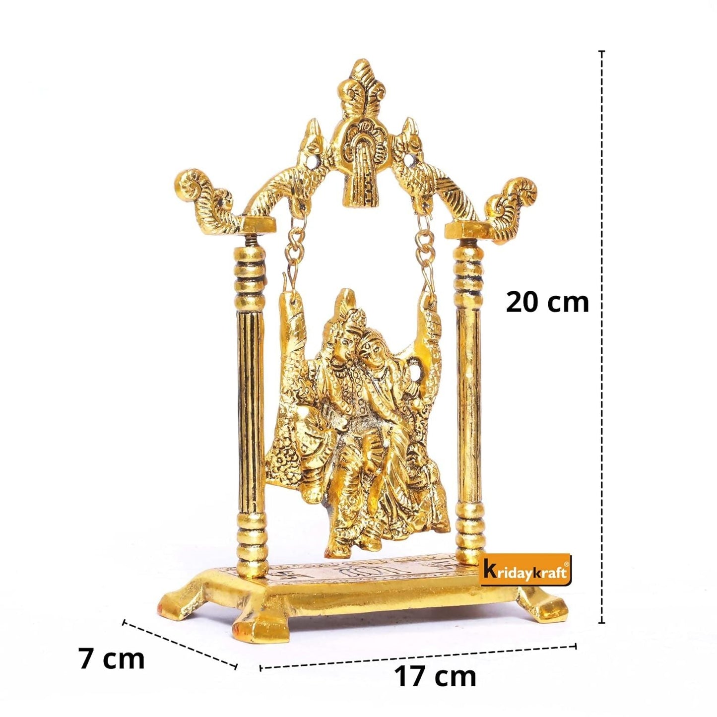KridayKraft Radha Krishna on Swing jhula Metal Statue - Swadesiicart