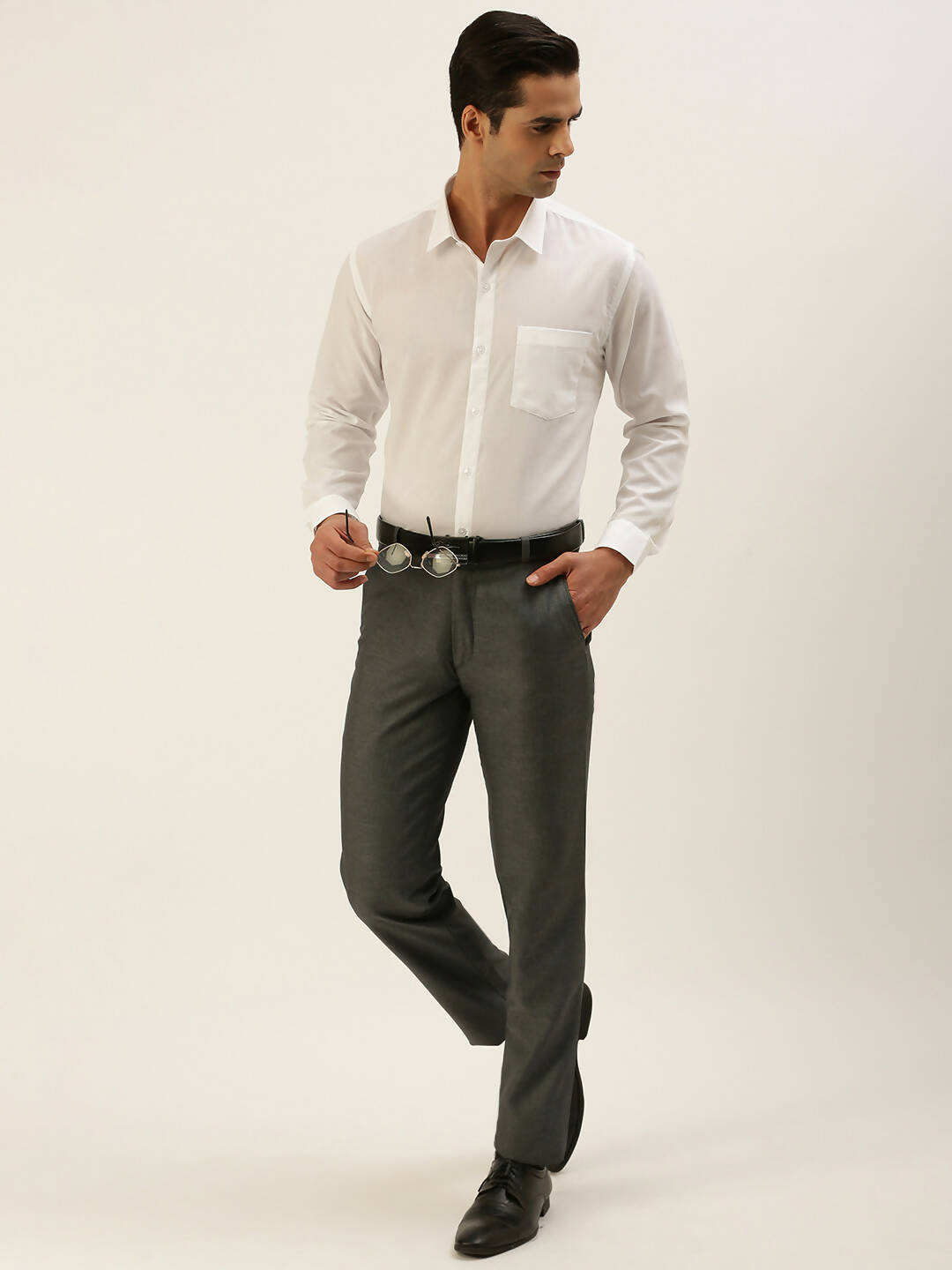 Ramraj Cotton Mens Full Sleeve Formal Poly Cotton White Shirt | Swadesiicart