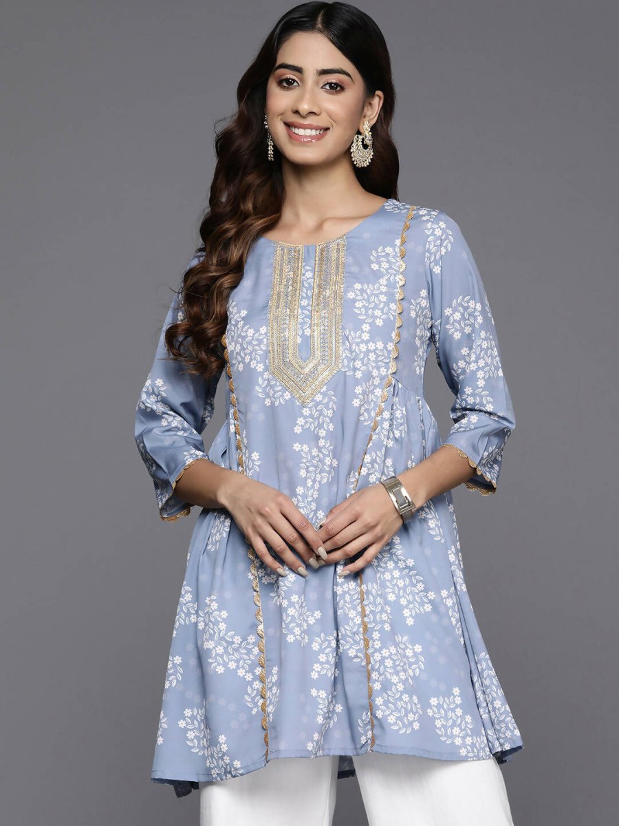 Ahalyaa Women's Traditional wear Tunic - Grey | Swadesiicart