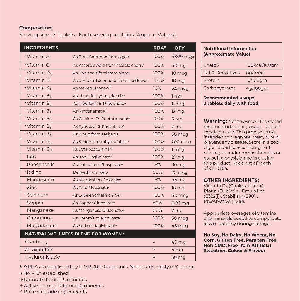 Cureveda Essential Multivitamins For Women Tablets | Swadesiicart